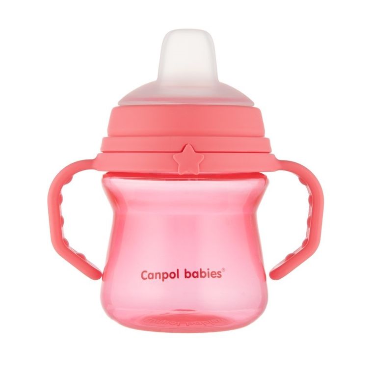 Canpol babies, FirstCup, kubek z silikonowym ustnikiem, różowy, 150ml