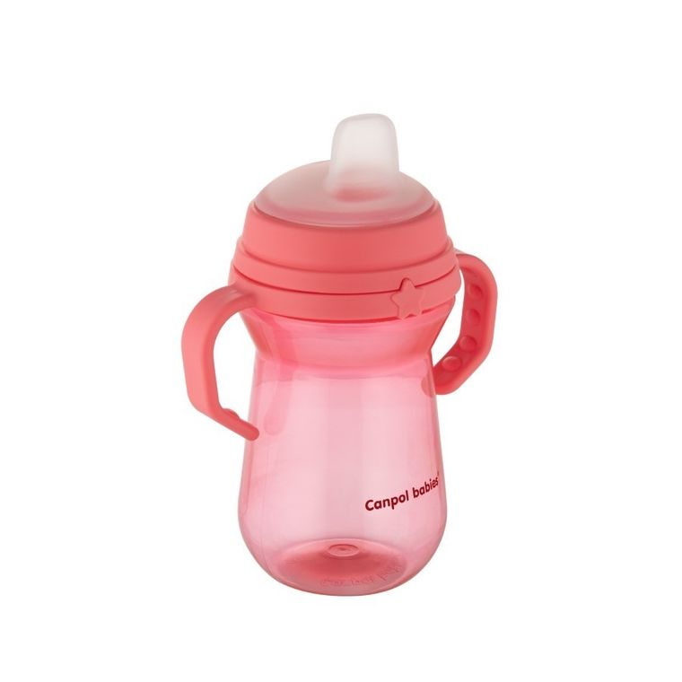 Canpol babies, FirstCup, kubek z silikonowym ustnikiem, różowy, 250ml