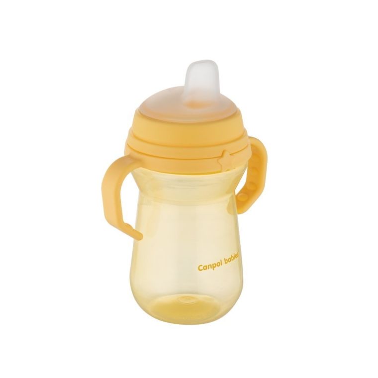 Canpol babies, FirstCup, kubek z silikonowym ustnikiem, żółty, 250ml