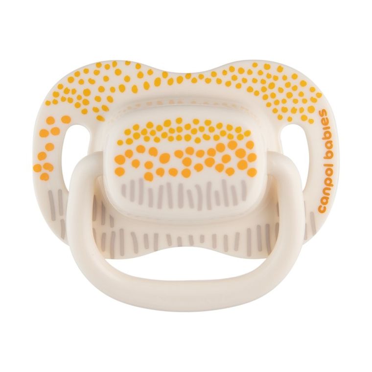 Canpol babies, Mountains, symetryczny smoczek uspokajający, silikonowy, żółty, 0-6 m, 2 szt.