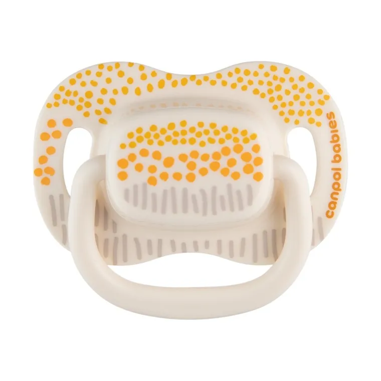 Canpol babies, Mountains, symetryczny smoczek uspokajający, silikonowy, żółty, 6-18 m, 2 szt.