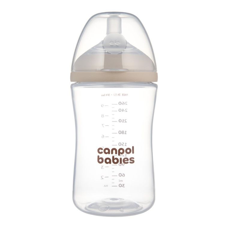 Canpol babies, Natural Shape, butelka ze smoczkiem dwustrefowym, 260 ml