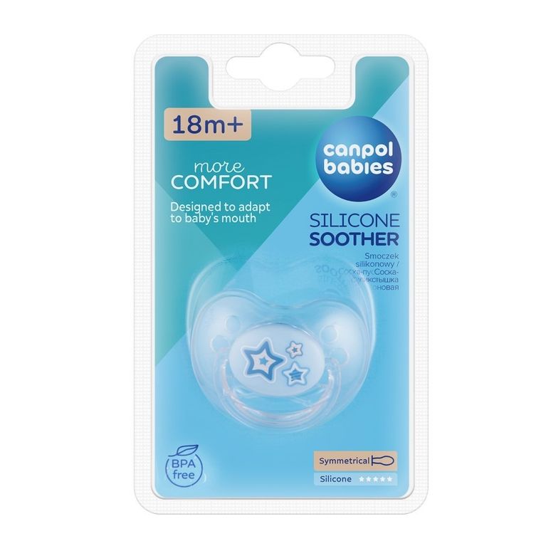 Canpol babies, Newborn baby, smoczek uspokajający, silikonowy, symetryczny, 18m+, niebieski