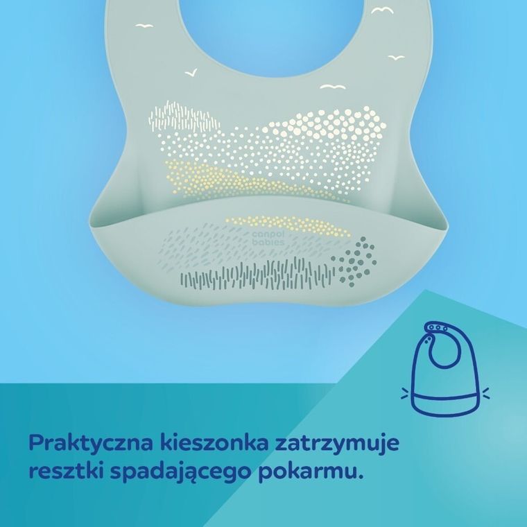 Canpol babies, śliniak silikonowy z kieszonką, beige