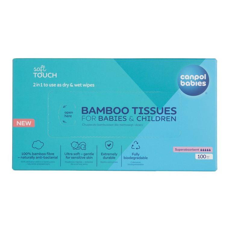 Canpol babies, suche chusteczki bambusowe dla niemowląt, 100 szt.
