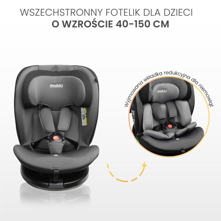 Caretero, Mokki I-Size, fotelik samochodowy, 40-150 cm, Grey