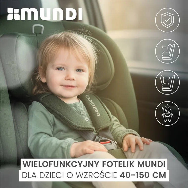 Caretero, Mundi, fotelik samochodowy, i-Size, grey, 40-150 cm