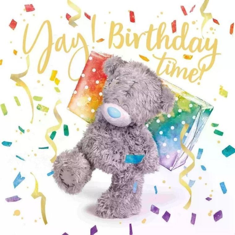 Carte Blanche, karnet holograficzny 3D, miś niosący prezent