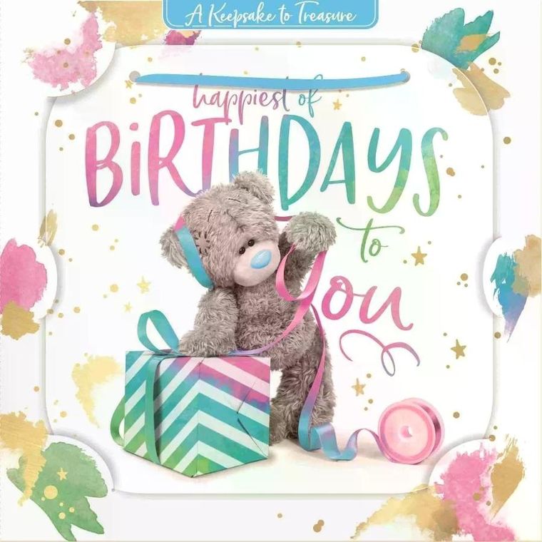 Carte Blanche, karnet holograficzny 3D, miś pakujący prezent