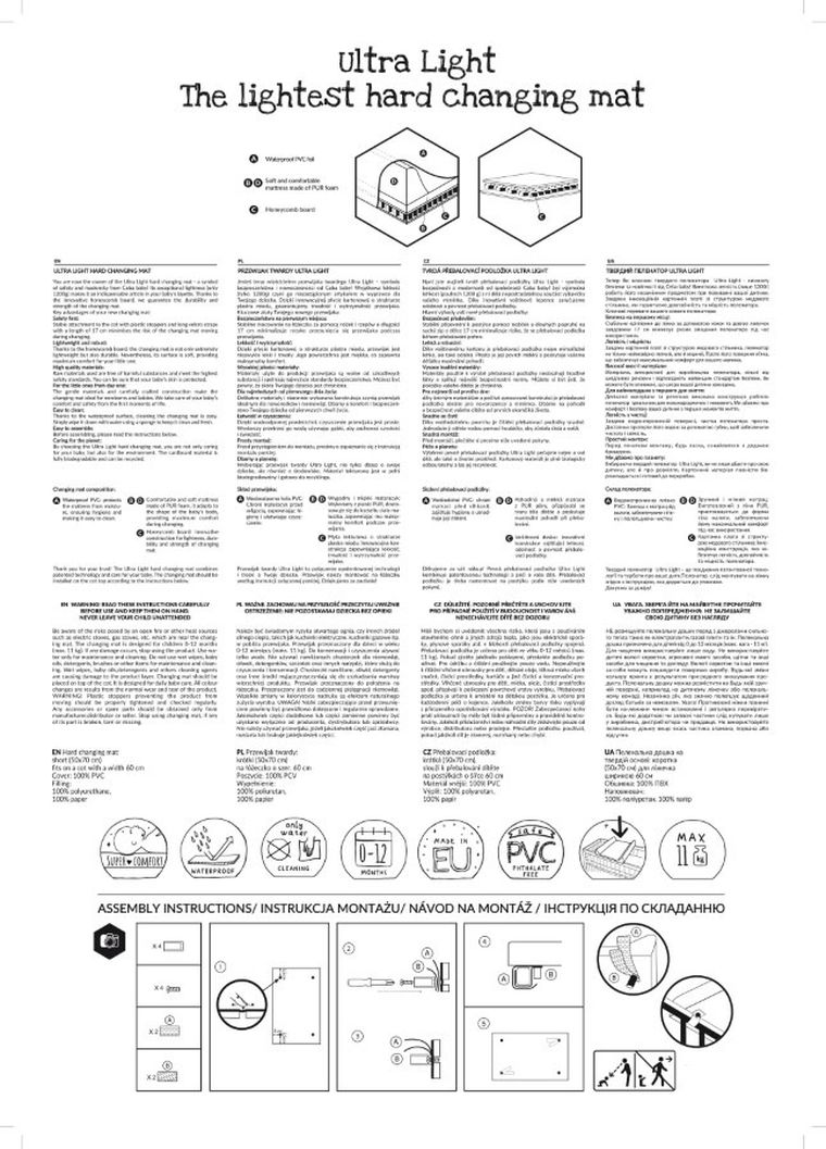 Ceba Baby, Ultra Light, Clown Bunny, przewijak twardy, krótki, 50-70 cm