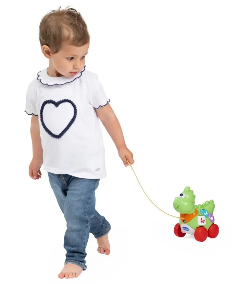 Chicco, Baby Sense & Focus, Dino, interaktywna zabawka do ciągnięcia