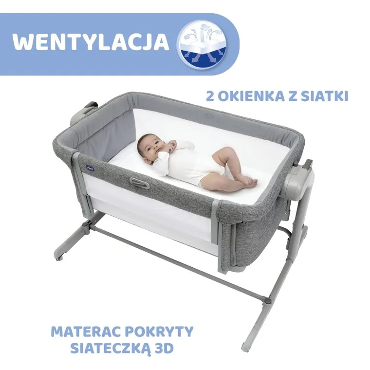 Chicco, Co-Sleeping, Next2Me, Magic Evo, łóżeczko dostawne, dark grey