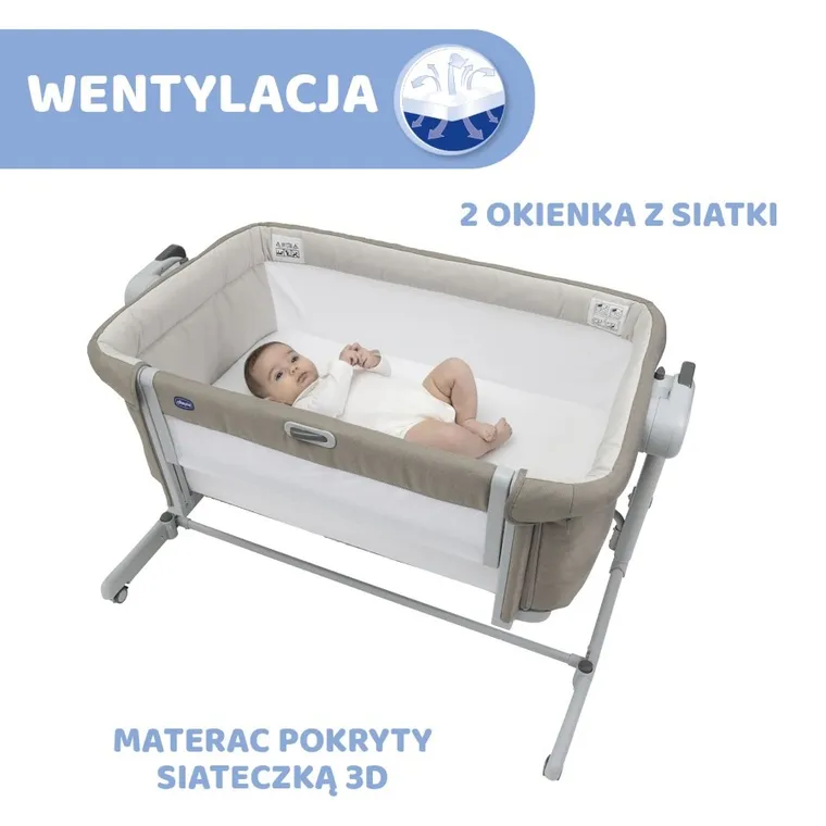 Chicco, Co-Sleeping, Next2Me, Magic Evo, łóżeczko dostawne, desert taupe