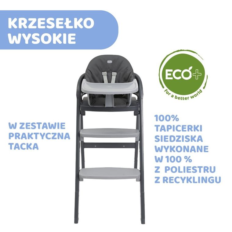Chicco, Crescendo Up, krzesełko do karmienia, ewolucyjne, Etna Black