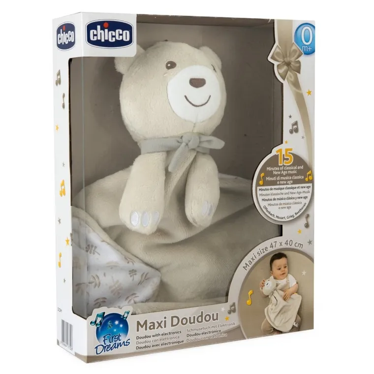 Chicco, First Dreams, przytulanka z muzyką, Maxi Doudou, beżowa