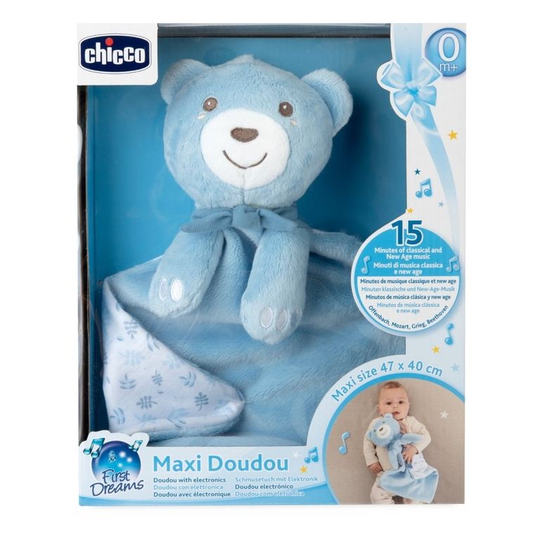 Chicco, First Dreams, przytulanka z muzyką, Maxi Doudou, niebieska