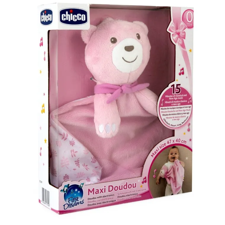 Chicco, First Dreams, przytulanka z muzyką, Maxi Doudou, różowa