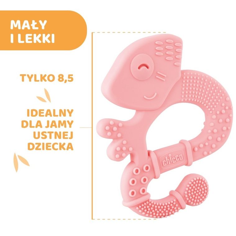 Chicco, Jaszczurka, gryzak miękki, różowa