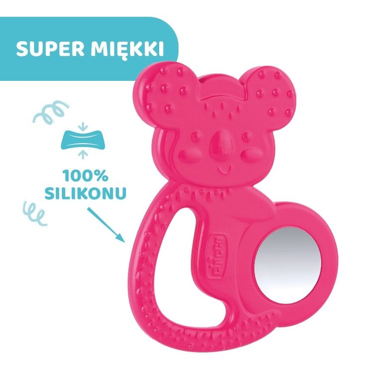 Chicco, Koala, gryzak ze stalą nierdzewną, różowy