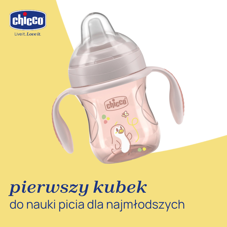 Chicco, kubek treningowy, niekapek z miękkim ustnikiem, beżowy, 4m+, 200 ml