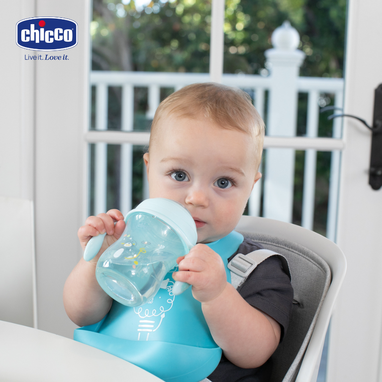 Chicco, kubek treningowy, niekapek z miękkim ustnikiem, turkusowy, 4m+, 200 ml