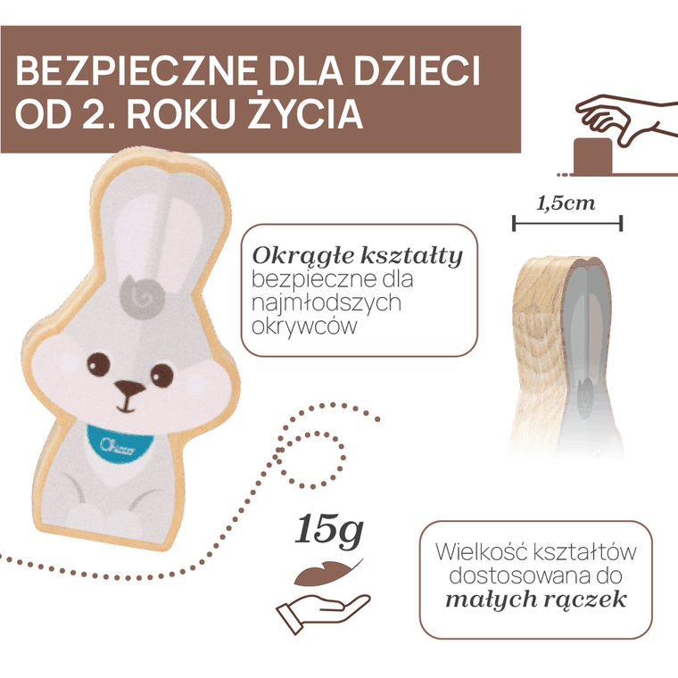 Chicco, My Wood Friends, Zestaw Tata, drewniane figurki króliczków, 2 szt.