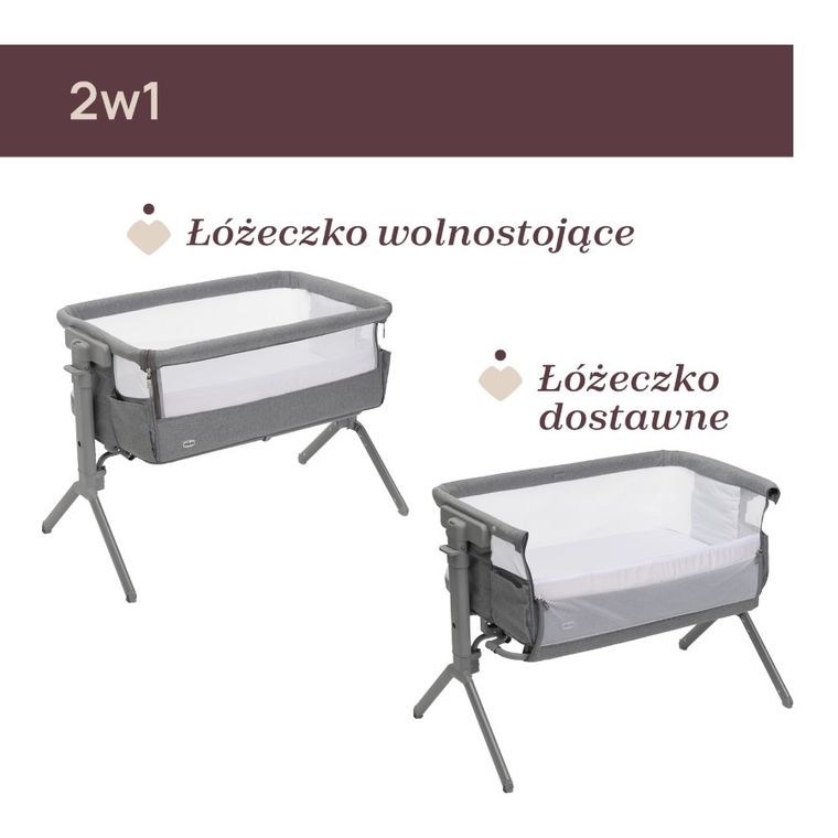 Chicco, Next2Me Armonia, łóżeczko dostawne, steel