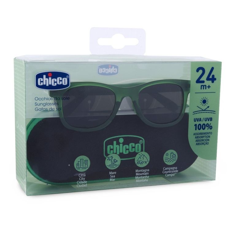 Chicco, okulary przeciwsłoneczne z etui, przyciemniane, zielone, 24m+