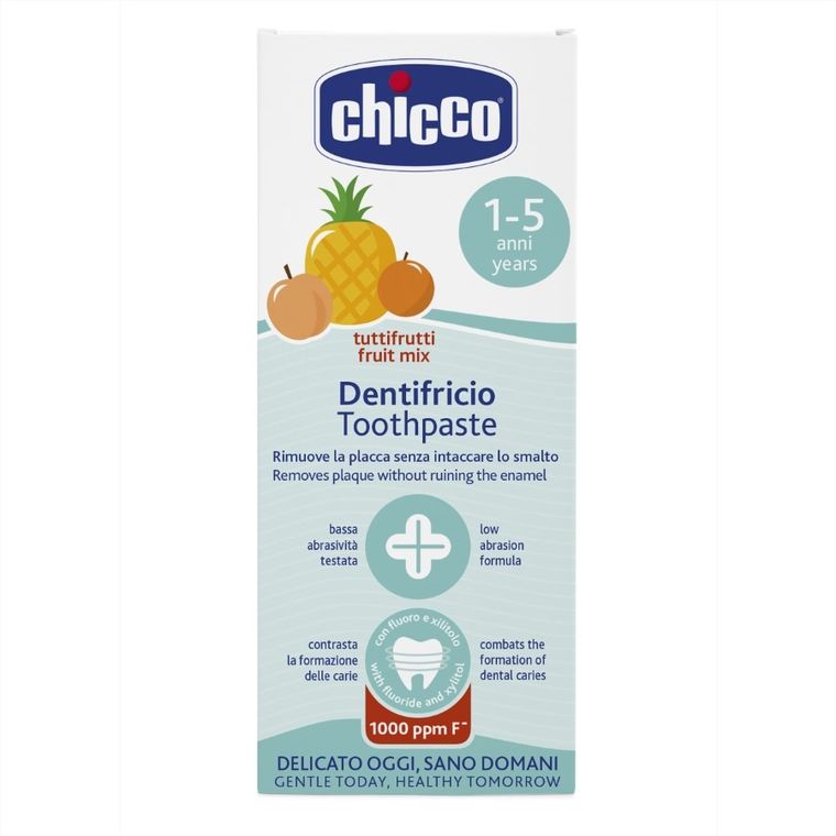 Chicco, pasta do zębów o smaku mieszanki owoców, z fluorem, 50 ml, 12m+