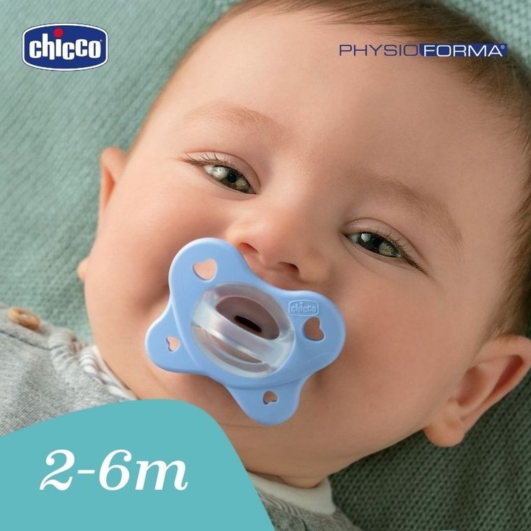 Chicco, PhysioForma Dual Soft, smoczek uspokajający, silikonowy, niebieski, 2-6m, 2 szt.