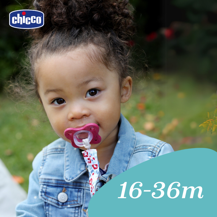 Chicco, PhysioForma Dual Soft, smoczek uspokajający, silikonowy, różowy, 16-36m, 2 szt.