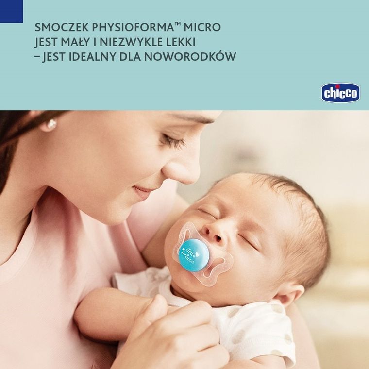 Chicco, Physioforma Micro, smoczek uspokajający, silikonowy, różowy, 0-2 m, 2 szt.