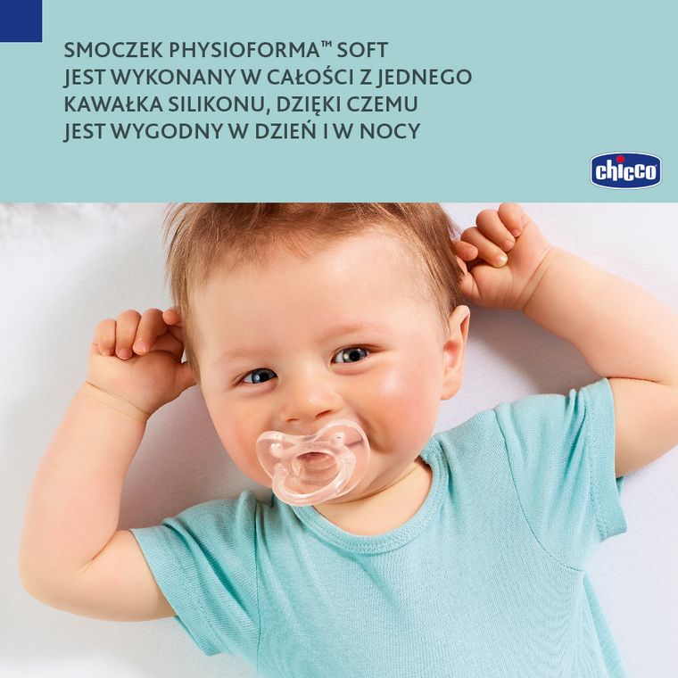 Chicco, PhysioForma Soft, smoczek uspokajający, silikonowy, 0m+, 1 szt.