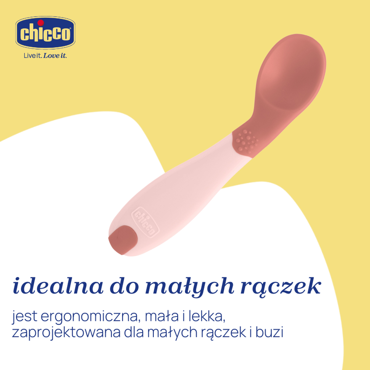 Chicco, pierwsza łyżeczka, brzoskwiniowa, 8m+