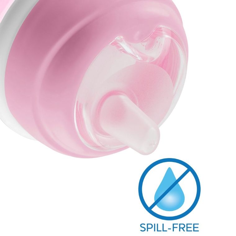 Chicco, pierwszy kubek treningowy z miękkim ustnikiem, różowy, 4m+, 200 ml