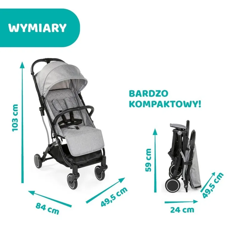 Chicco, Trolley Me, wózek spacerowy, Light Grey