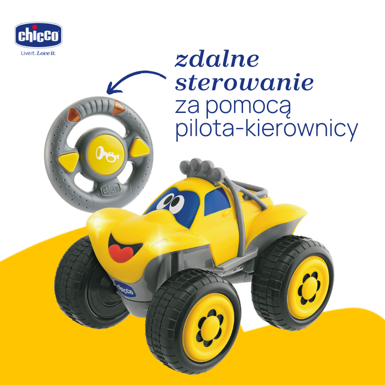 Chicco, Turbo Team, Billy BigWheels, pojazd zdalnie sterowany, żółty