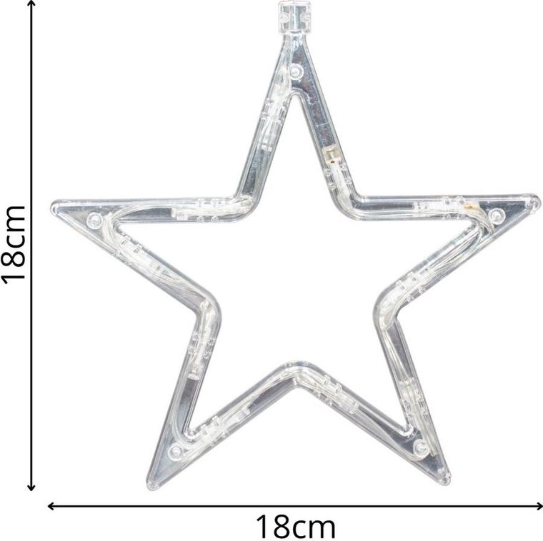 Christmas Decoration, dekoracja świetlna na okno LED, gwiazda, 10 LED