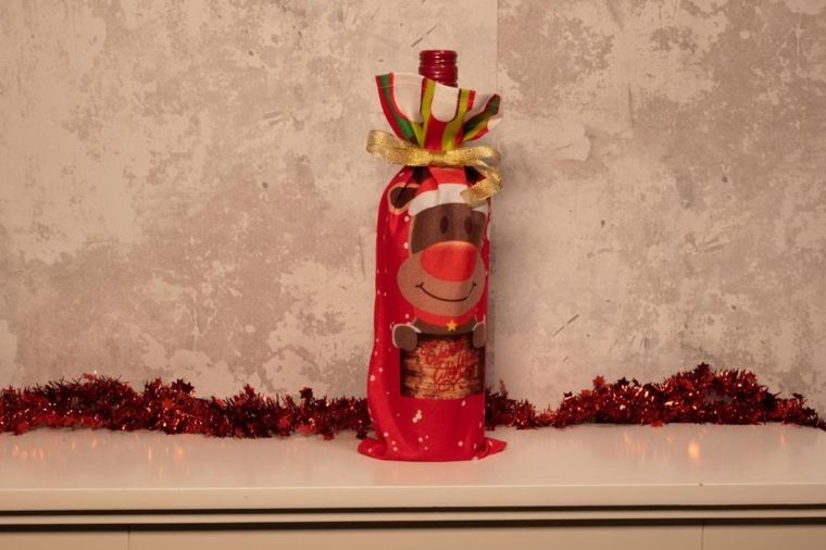 Christmas gifts, torebka świąteczna na butelkę, renifer