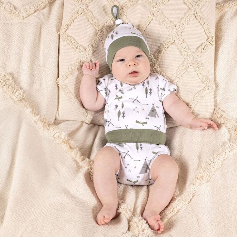 Chustka chłopięca na głowę, biało-zielona, Nicol