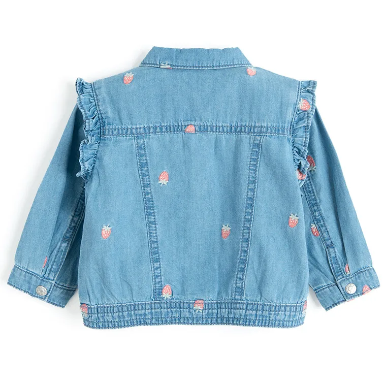 Cienka jeansowa kurtka w truskawki Cool Club