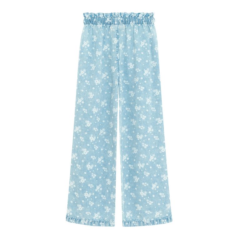 Cienkie jeansy wide z kwiatkami Cool Club