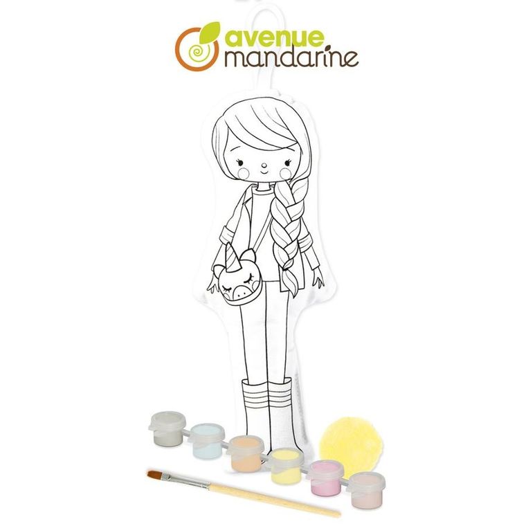 Clairefontaine, Lalka Chloe z materiału do pomalowania, zestaw kreatywny, 29 cm