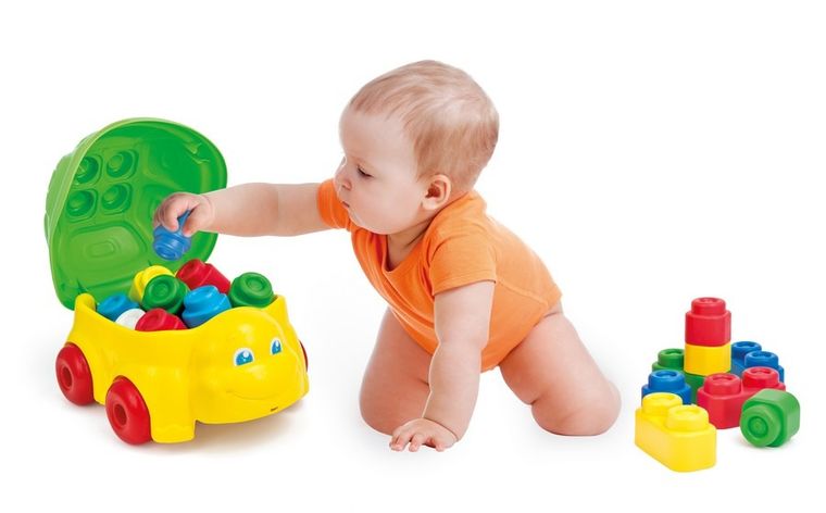 Clementoni, Baby Clemmy, Koszyk żółwik, klocki, 15 elementów