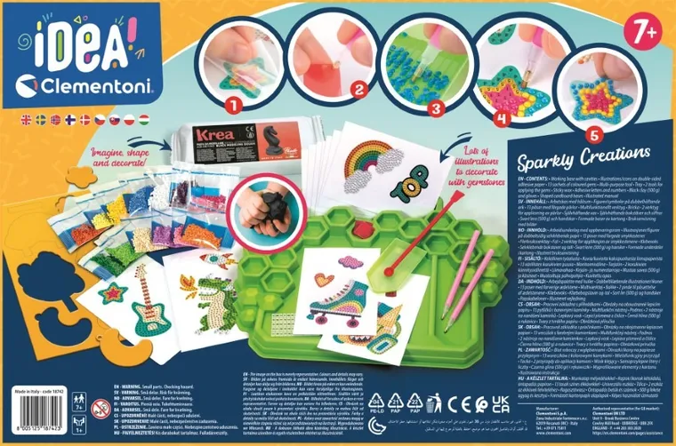 Clementoni, Idea, laboratorium ozdób, zestaw do tworzenia naklejek z kryształkami