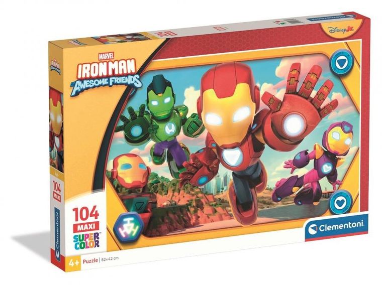 Clementoni, Iron Man i super ekipa, puzzle maxi, 104 elementy