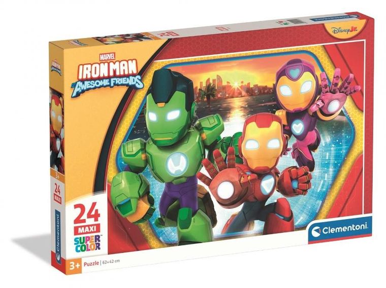 Clementoni, Iron Man i super ekipa, puzzle maxi, 24 elementy