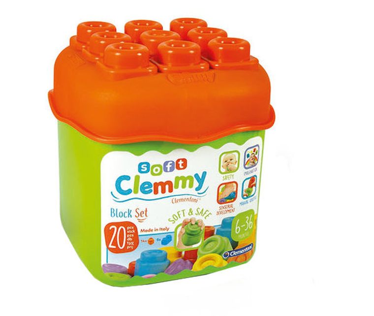 Clementoni, Soft Clemmy, klocki w wiaderku, 20 elementów