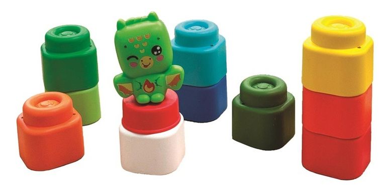 Clementoni, Soft Clemmy, Smok, miękkie klocki, 10 elementów