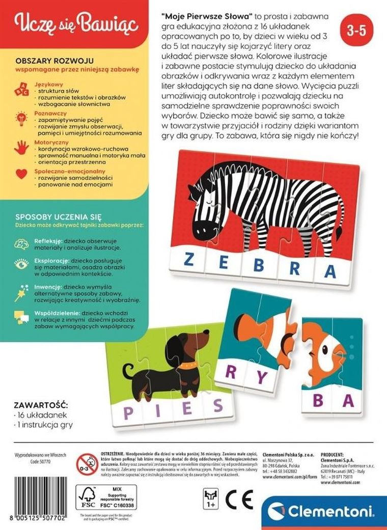 Clementoni, Uczę się bawiąc, Moje pierwsze słowa, gra edukacyjna